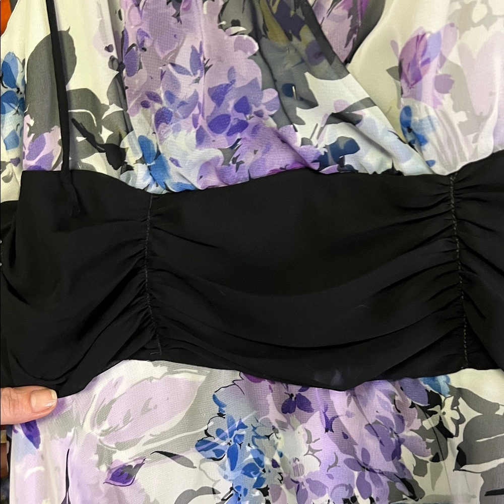 Connected Apparel Multicolor Floral Dress with Black Accent - Picture 4 of 7